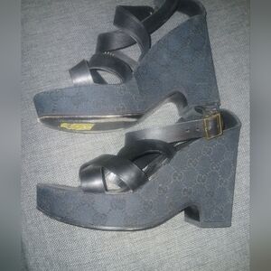 Women's Gucci Black Wedge Sandals 9B